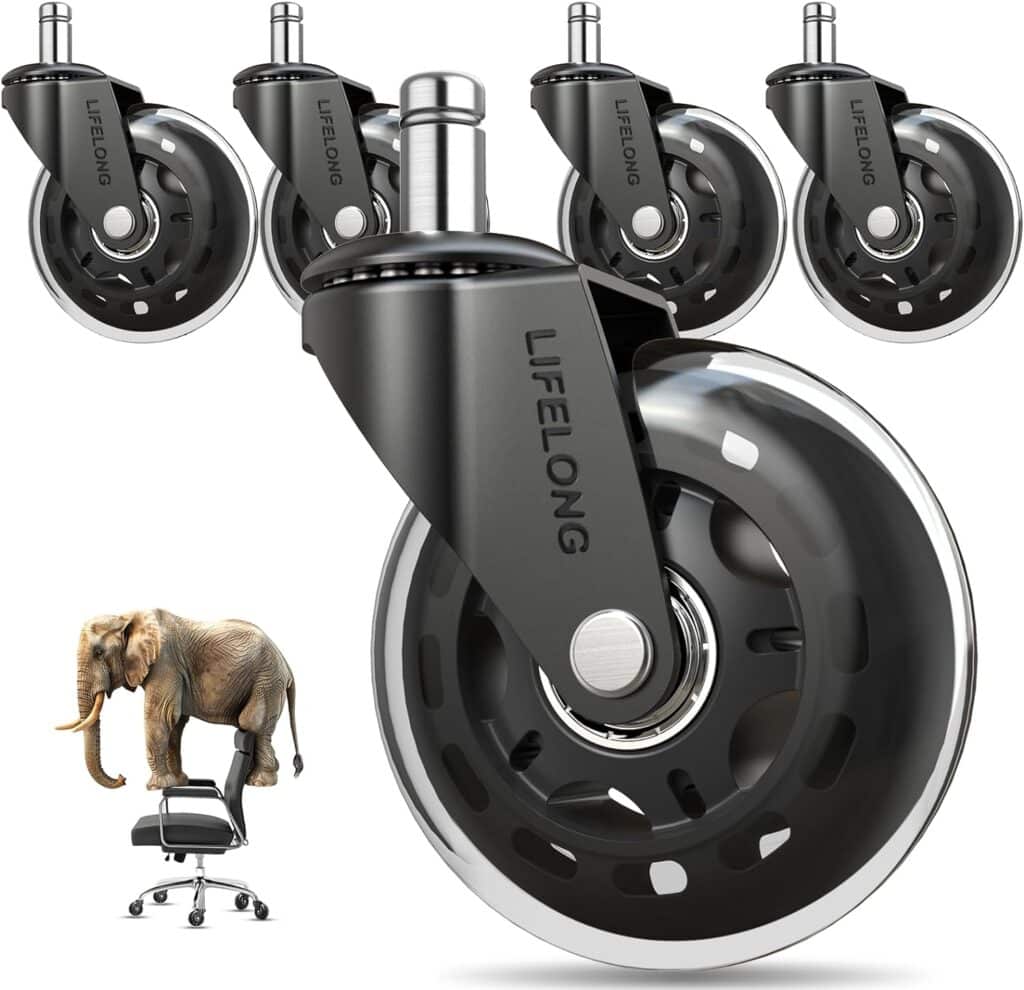 Office Chair Caster Wheels Replacement (Set of 5) by Lifelong