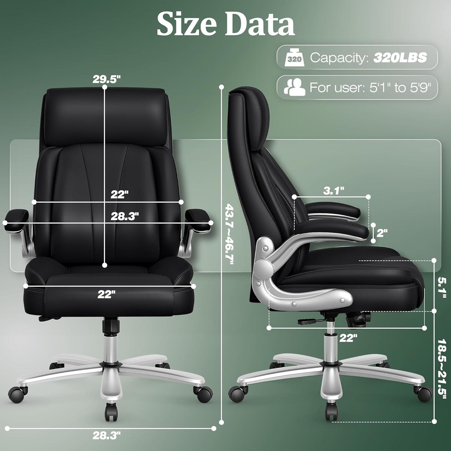 Image of 300LBS Big and Tall Ergonomic Office Chair from Essential Office Furniture