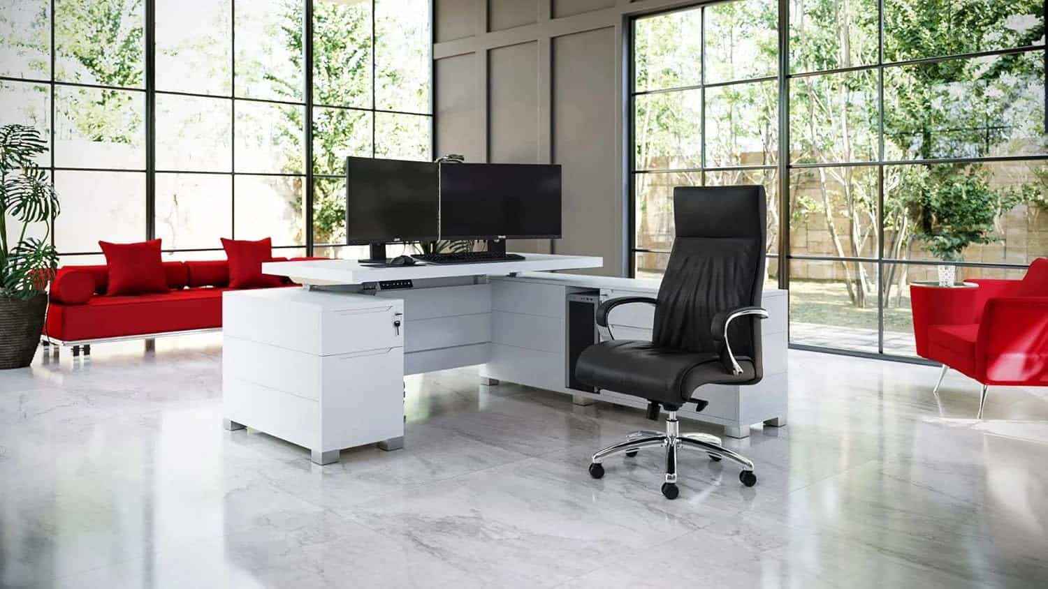 ZURI Furniture Ford Executive Modern Adjustable Height Desk