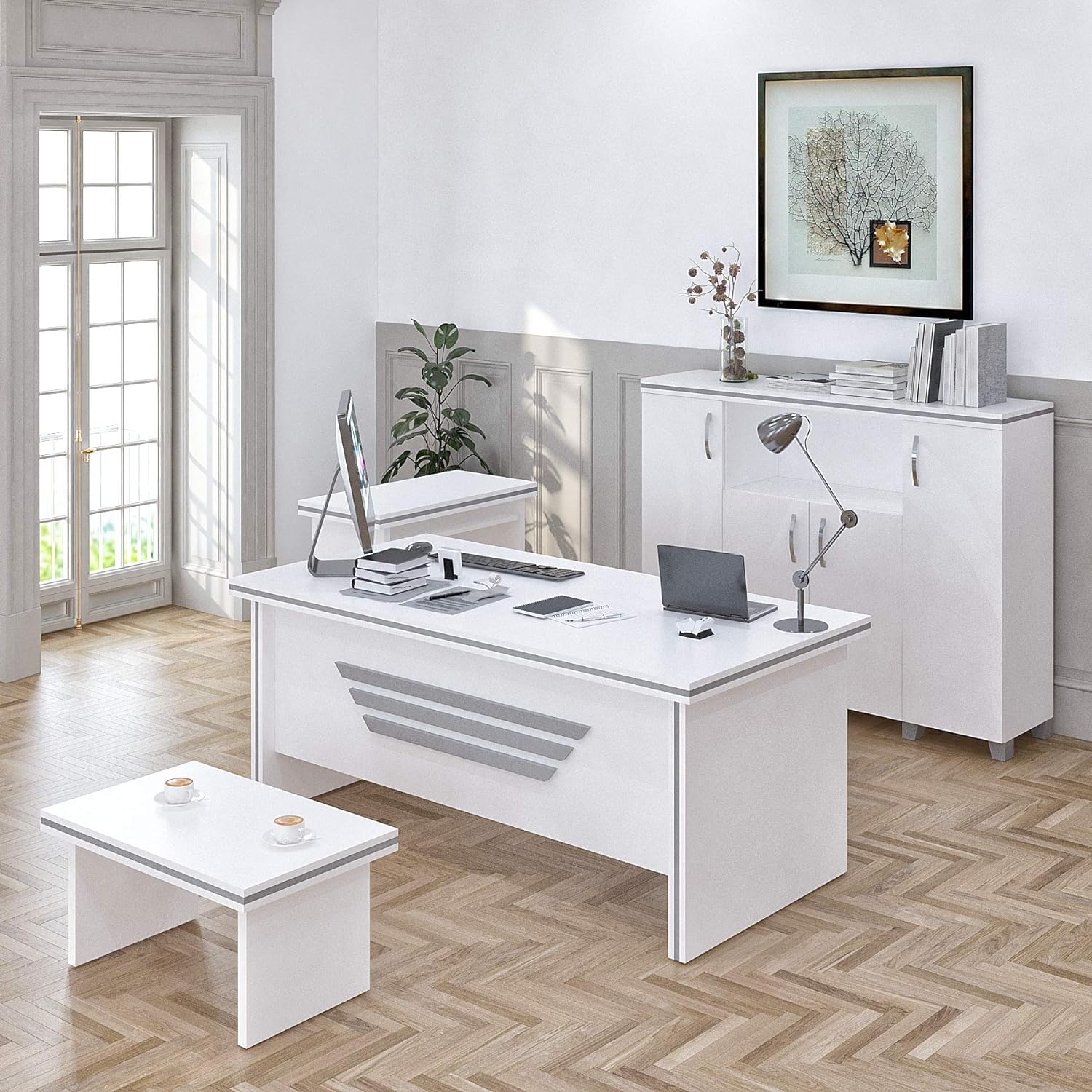 Image of Casa Mare 71" Wood Office Furniture Set of 4pcs from Essential Office Furniture