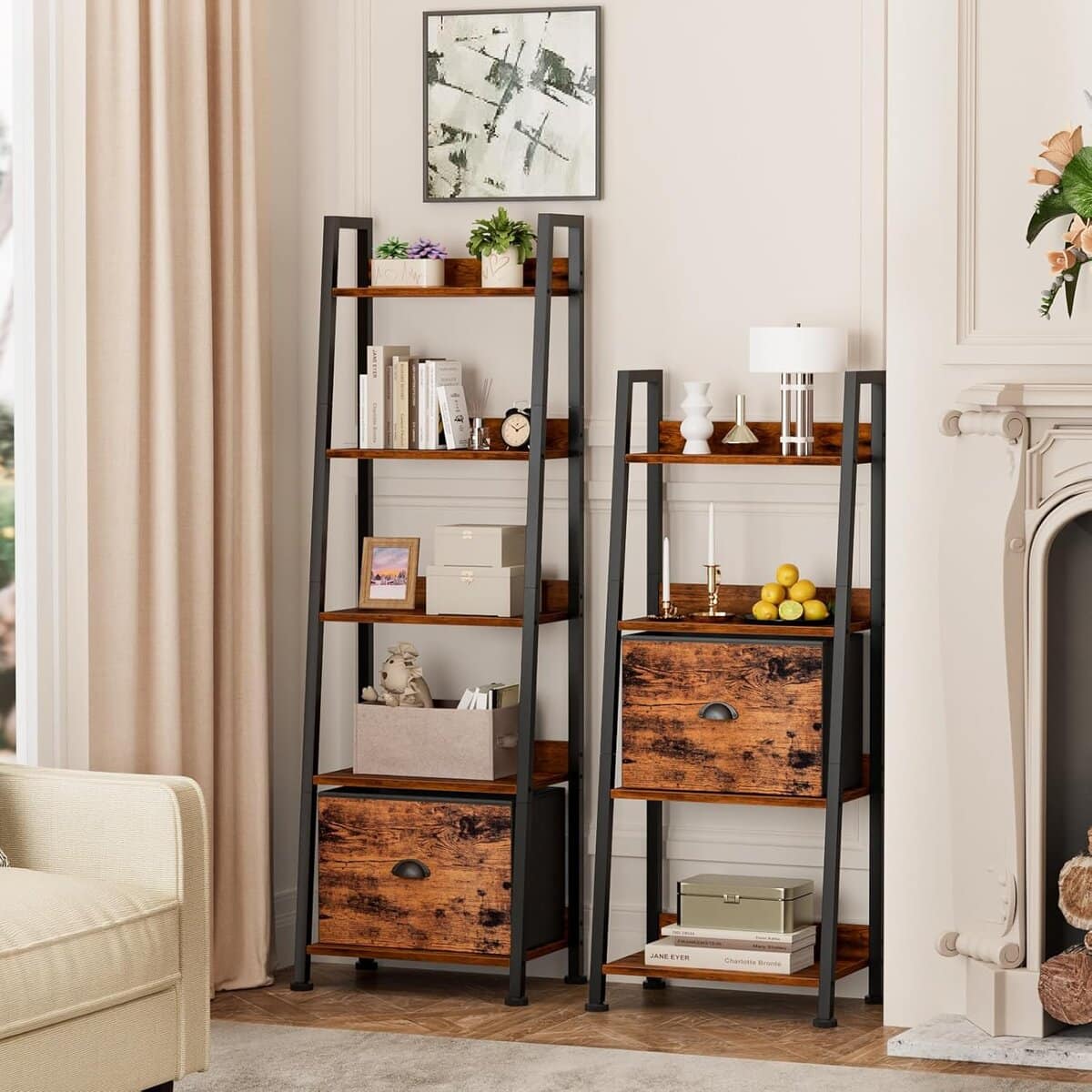 Furologee 4-Tier Ladder Shelf with Removable Drawer