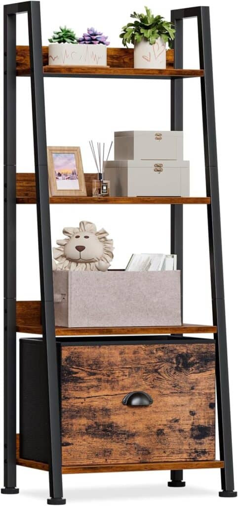 Image of Furologee 4-Tier Ladder Shelf with Removable Drawer from Essential Office Furniture