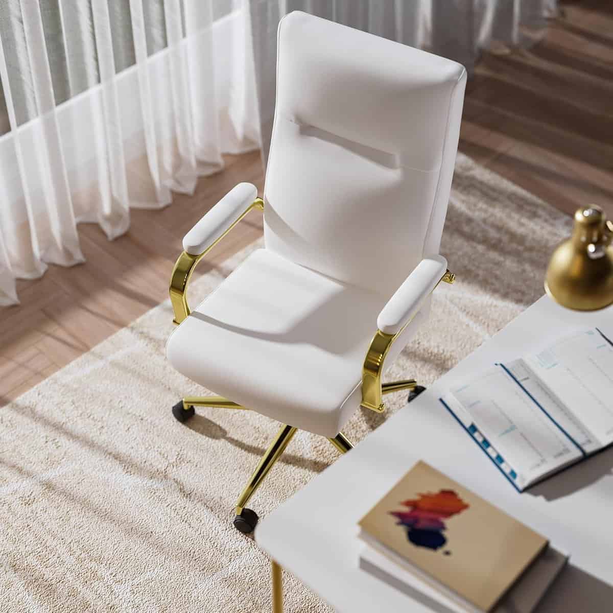 GXJ White Leather Executive Office Chair