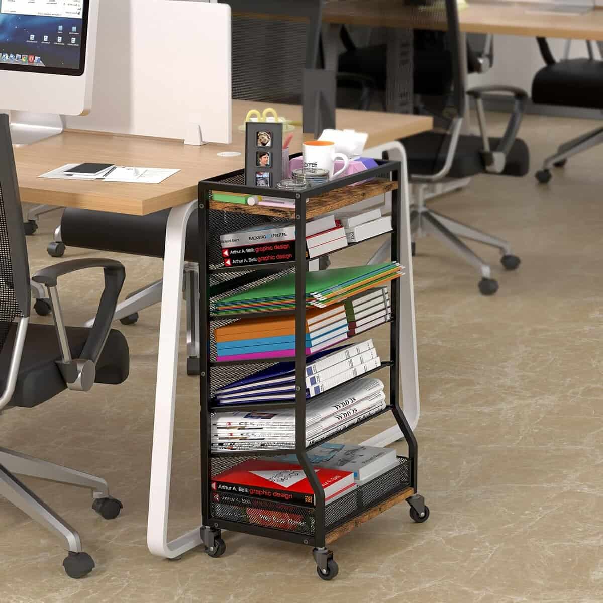 ThreeHio 7 Tier Rolling File Cart with Sliding Trays