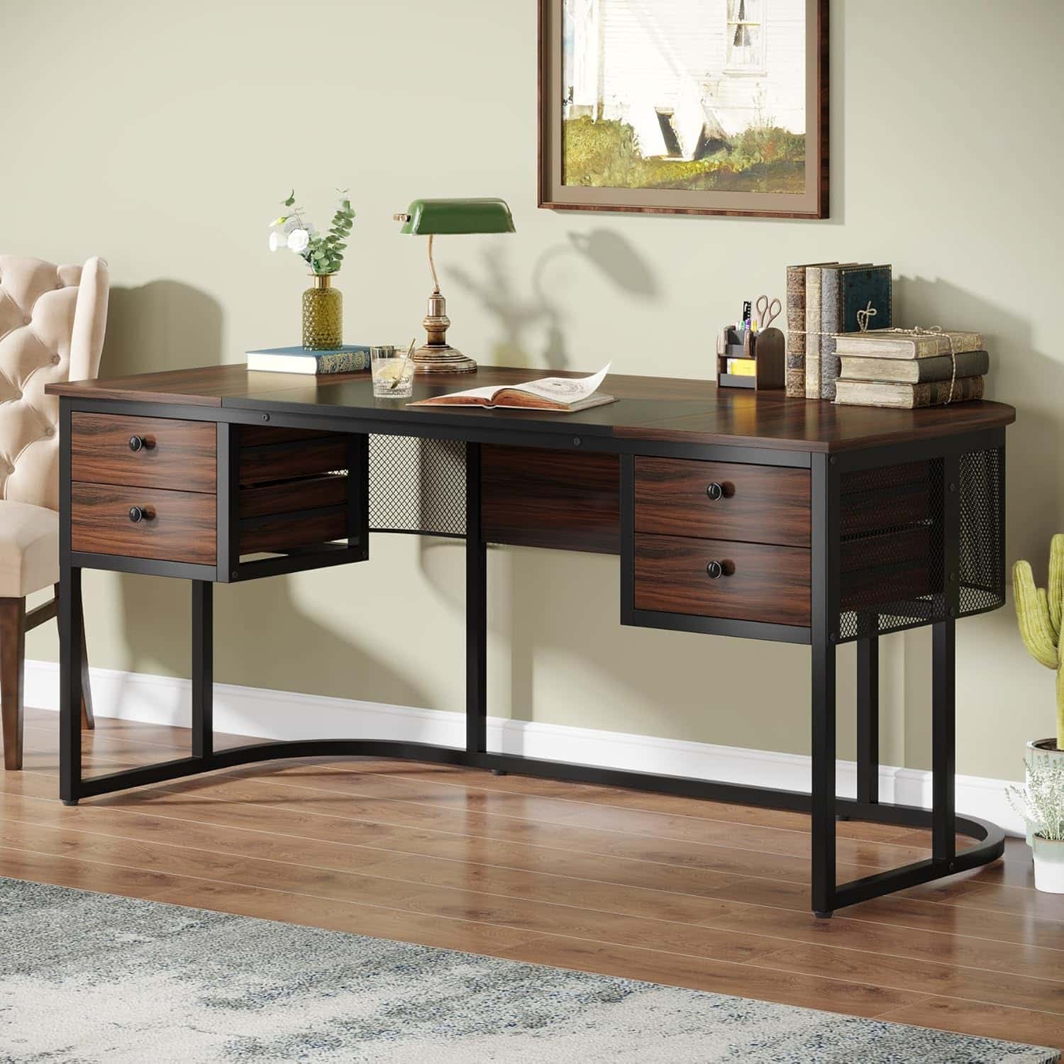 Image of Tribesigns 63-Inch Executive Desk with 4 Drawers from Essential Office Furniture
