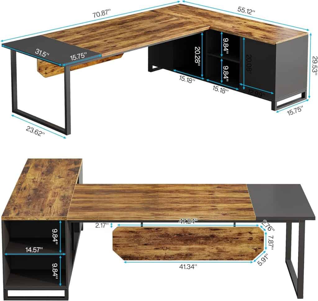 Image of Tribesigns 70.8-Inch Executive Desk with 55-Inch File Cabinet from Essential Office Furniture