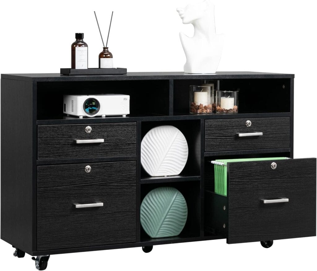 Image of VINGLI Wood Mobile File Cabinet with 4 Drawers from Essential Office Furniture