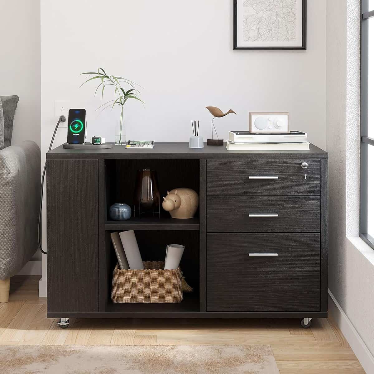 YITAHOME File Cabinet with Charging Station