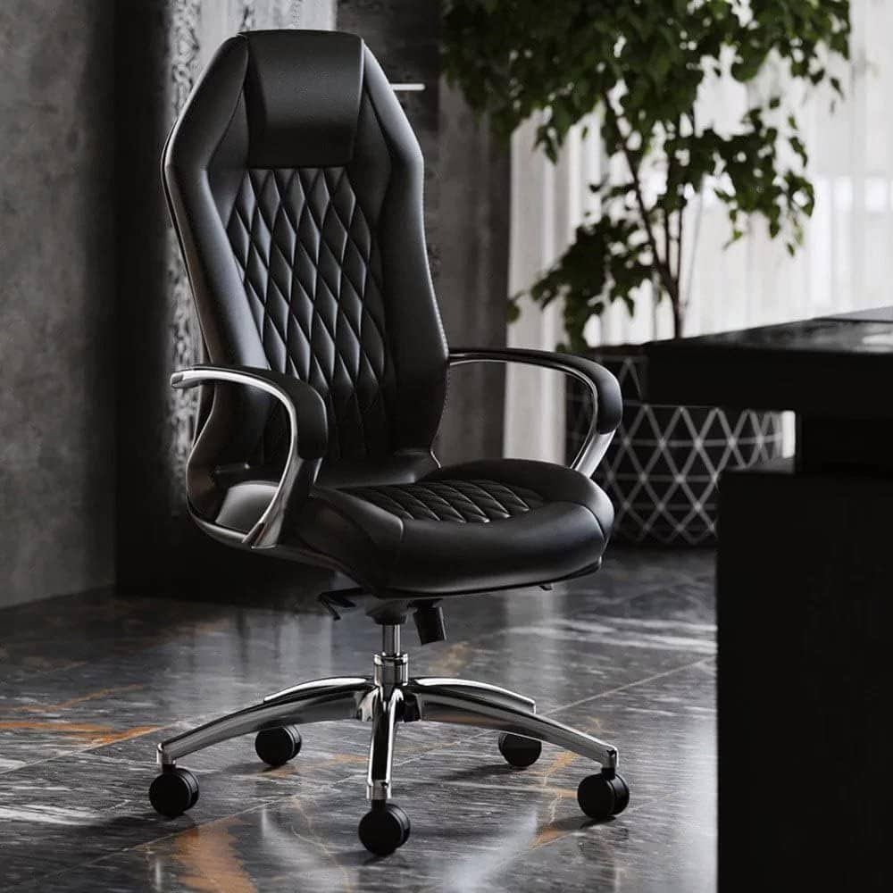 Zuri Furniture Modern Ergonomic Genuine Leather Executive Chair
