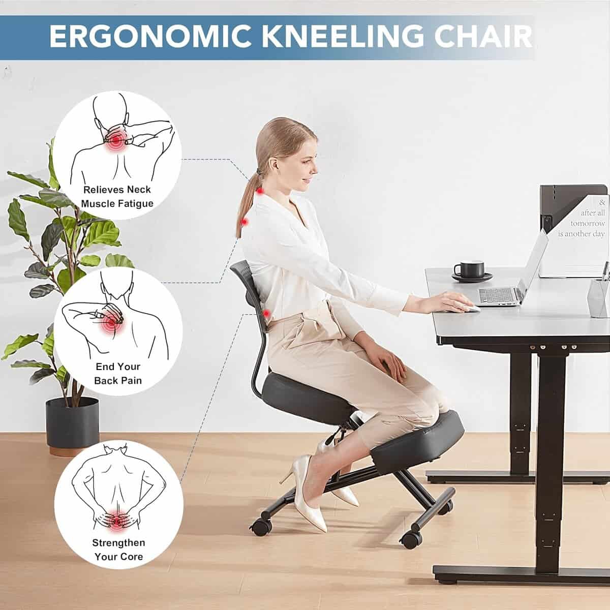 Ergonomic Kneeling Chair with Back Support, Kneeling Desk Chair for Home Office