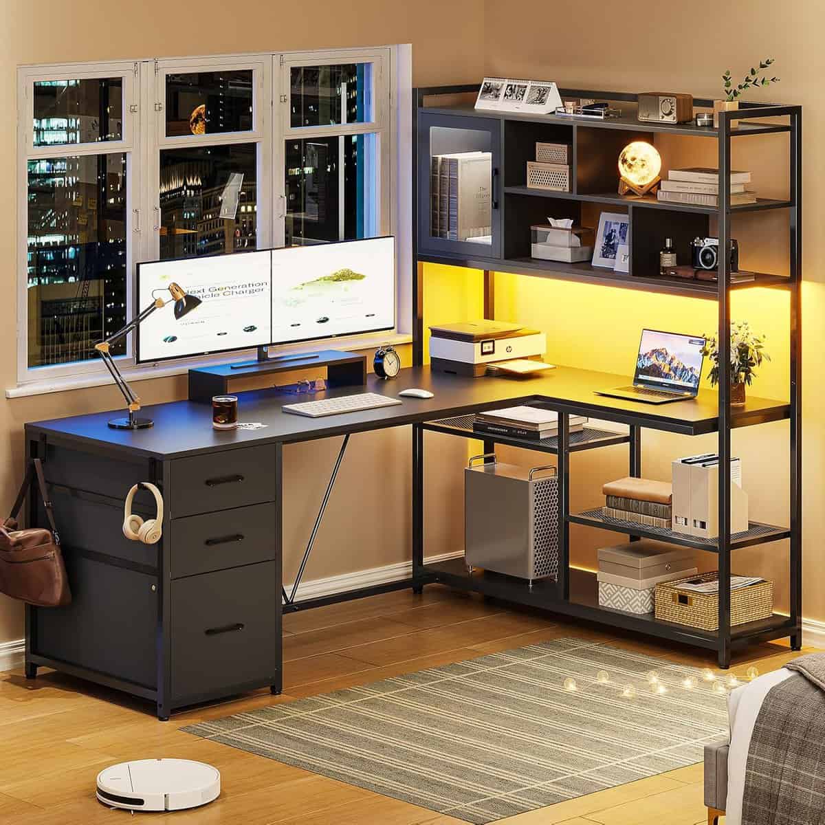 SEDETA 58-Inch L Shaped Computer-Black