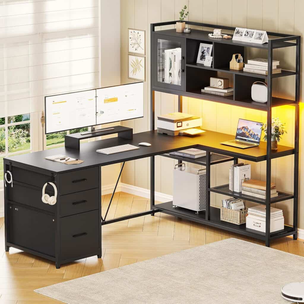 SEDETA 58-Inch L Shaped Computer-Black