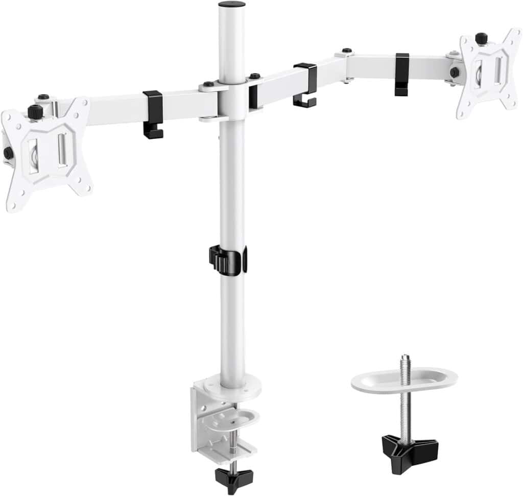 ErGear White Dual Monitor Mount Desk Stand