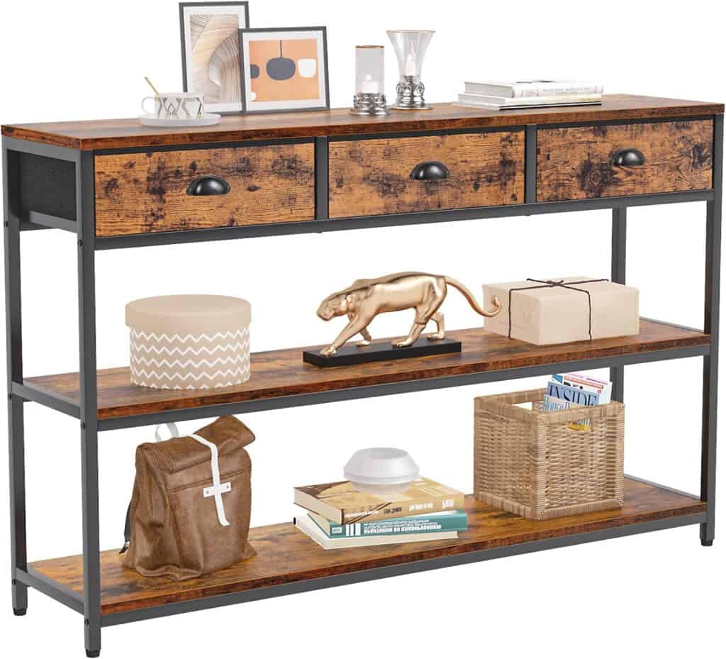 Furologee 47-Inch Rustic Brown Console Sofa Table