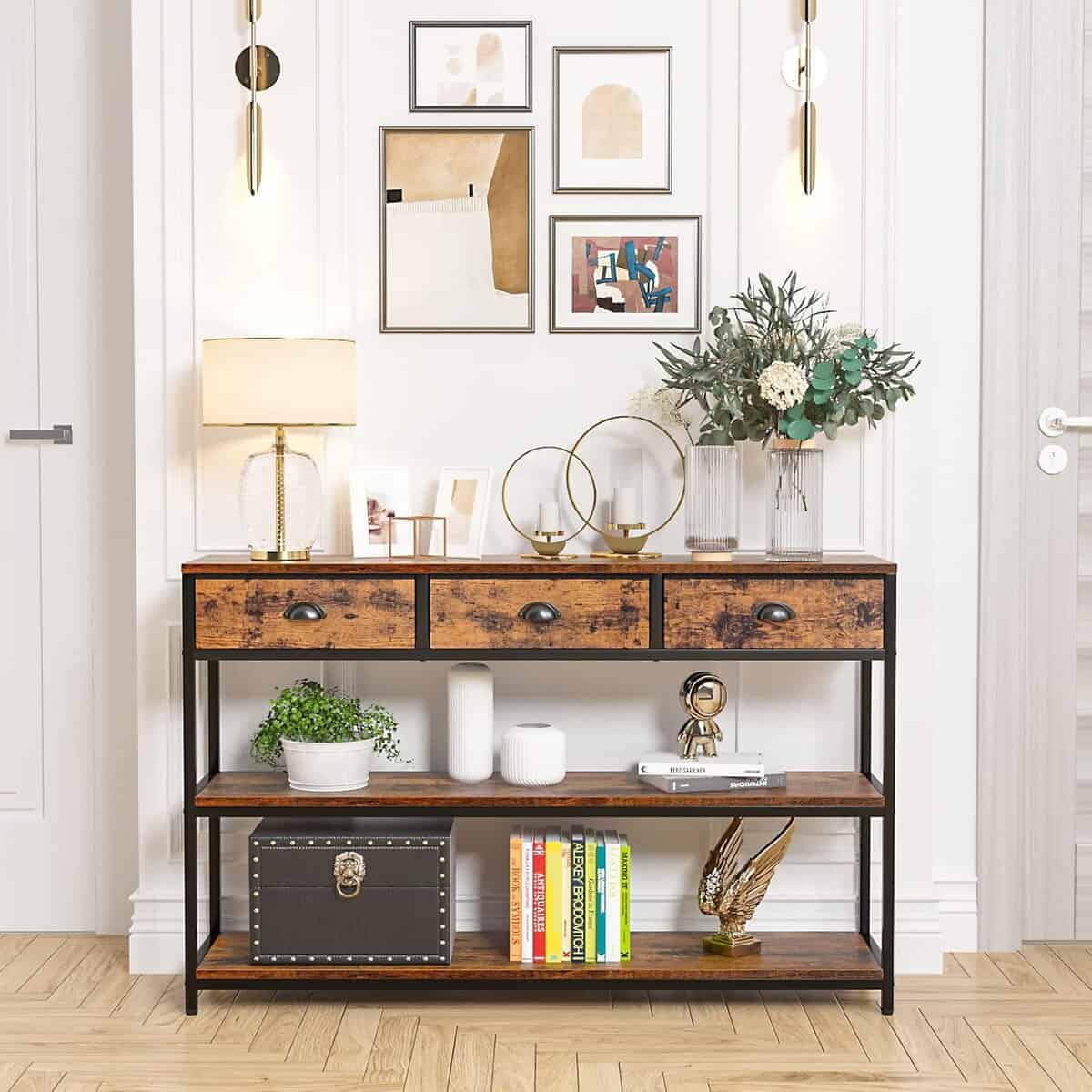 Furologee 47-Inch Rustic Brown Console Sofa Table