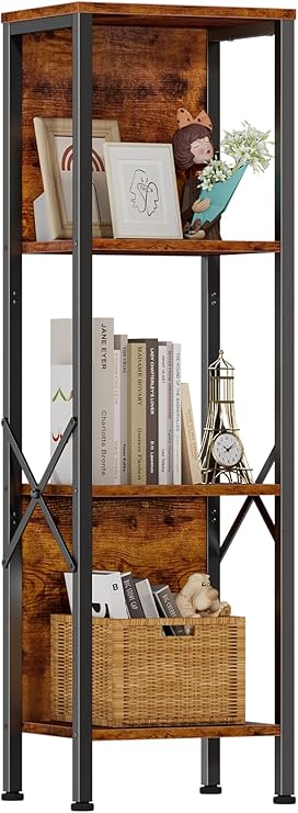 Furologee 4‑Tier Small Bookshelf with Back