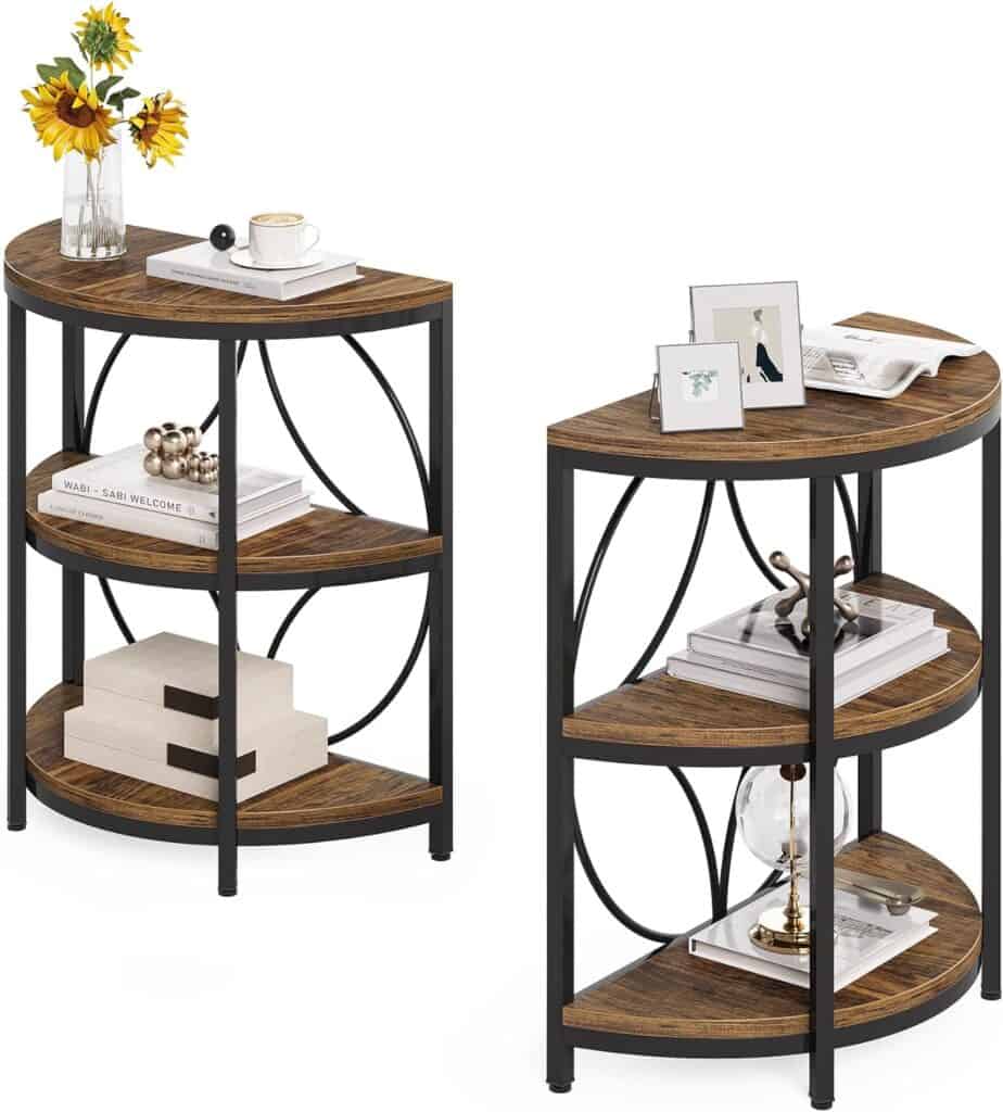 LITTLE TREE 26-Inch Rustic Brown Half Round End Table