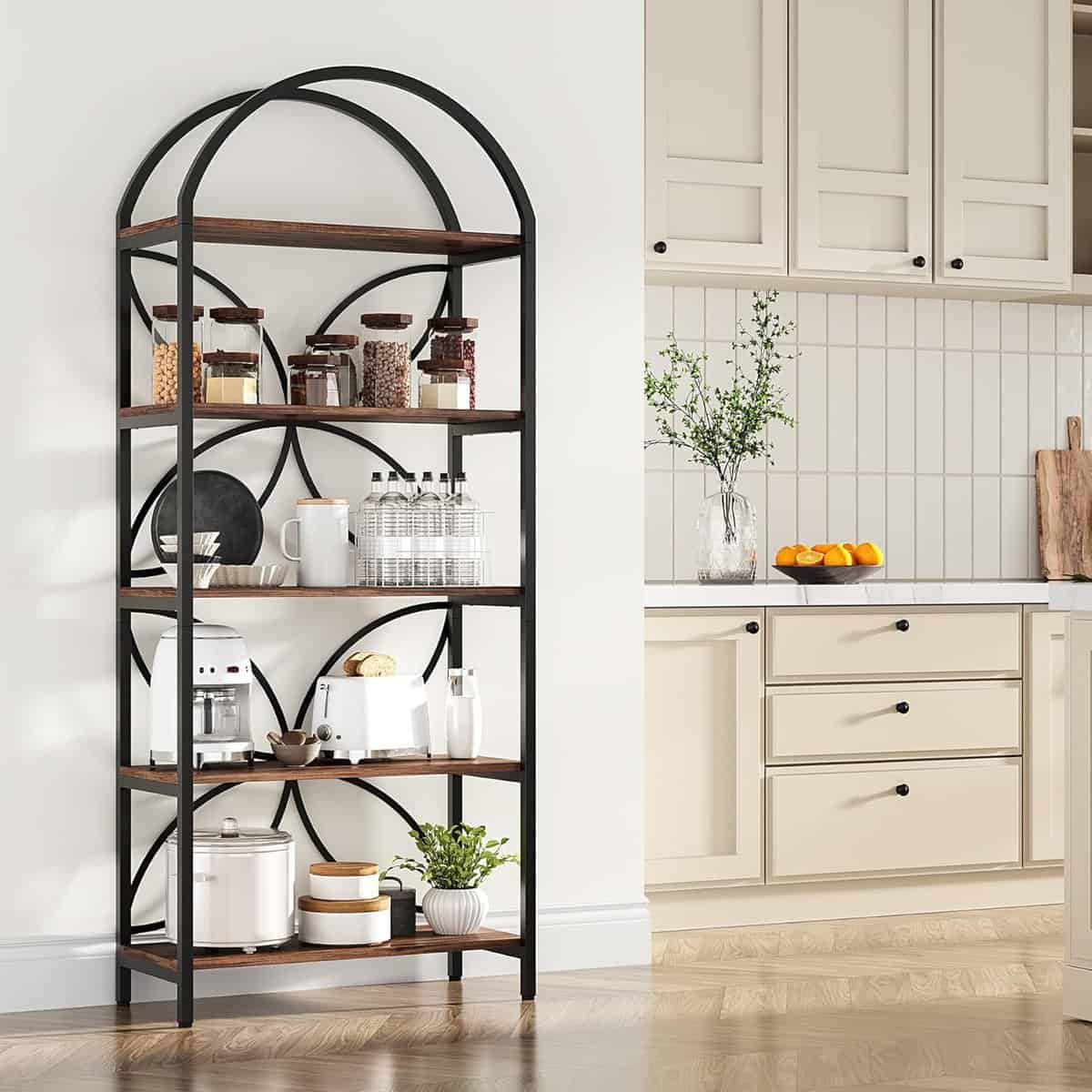 LITTLE TREE 75-Inch Petal Back Tall Bookshelf with 5 Tiers