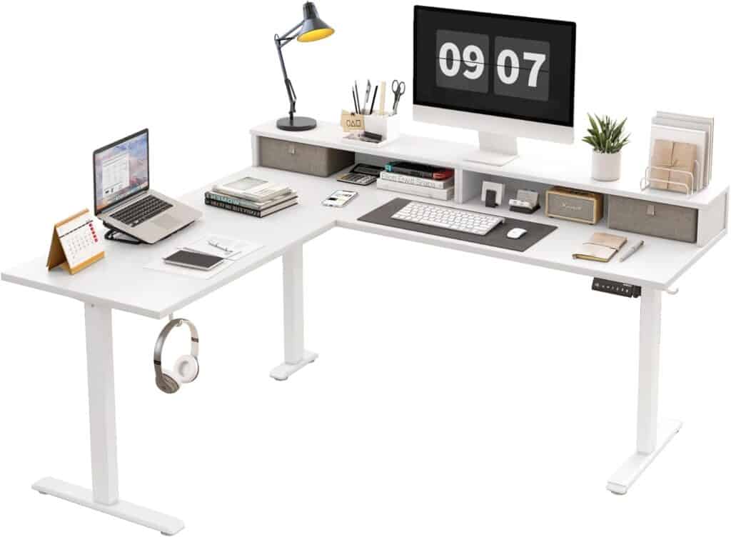 Agilestic L-Shaped Electric Standing Desk-White