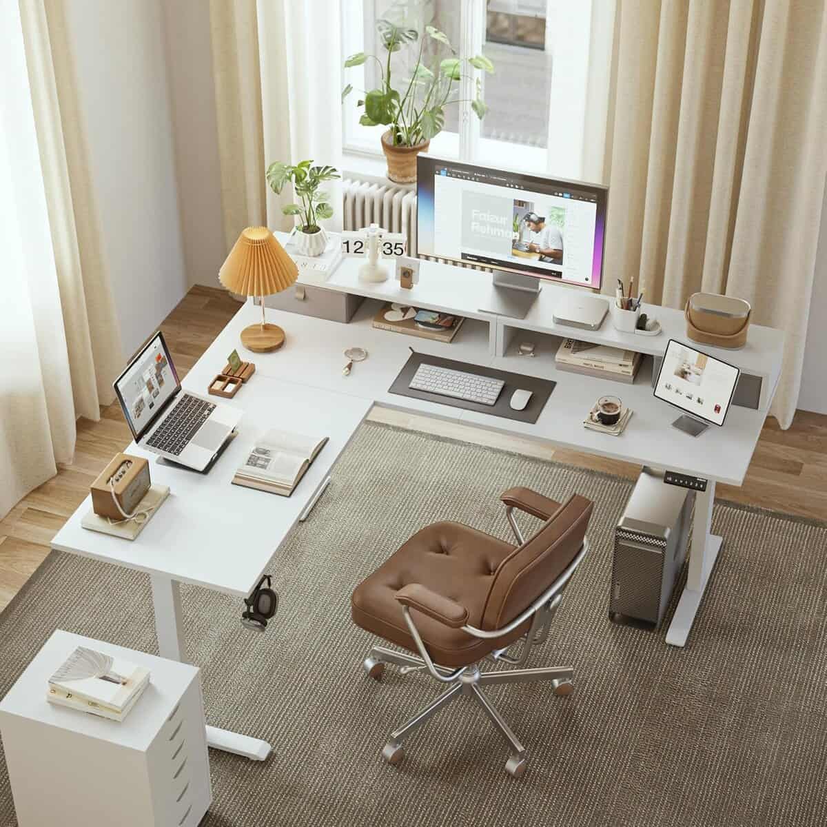 Agilestic L-Shaped Electric Standing Desk-White