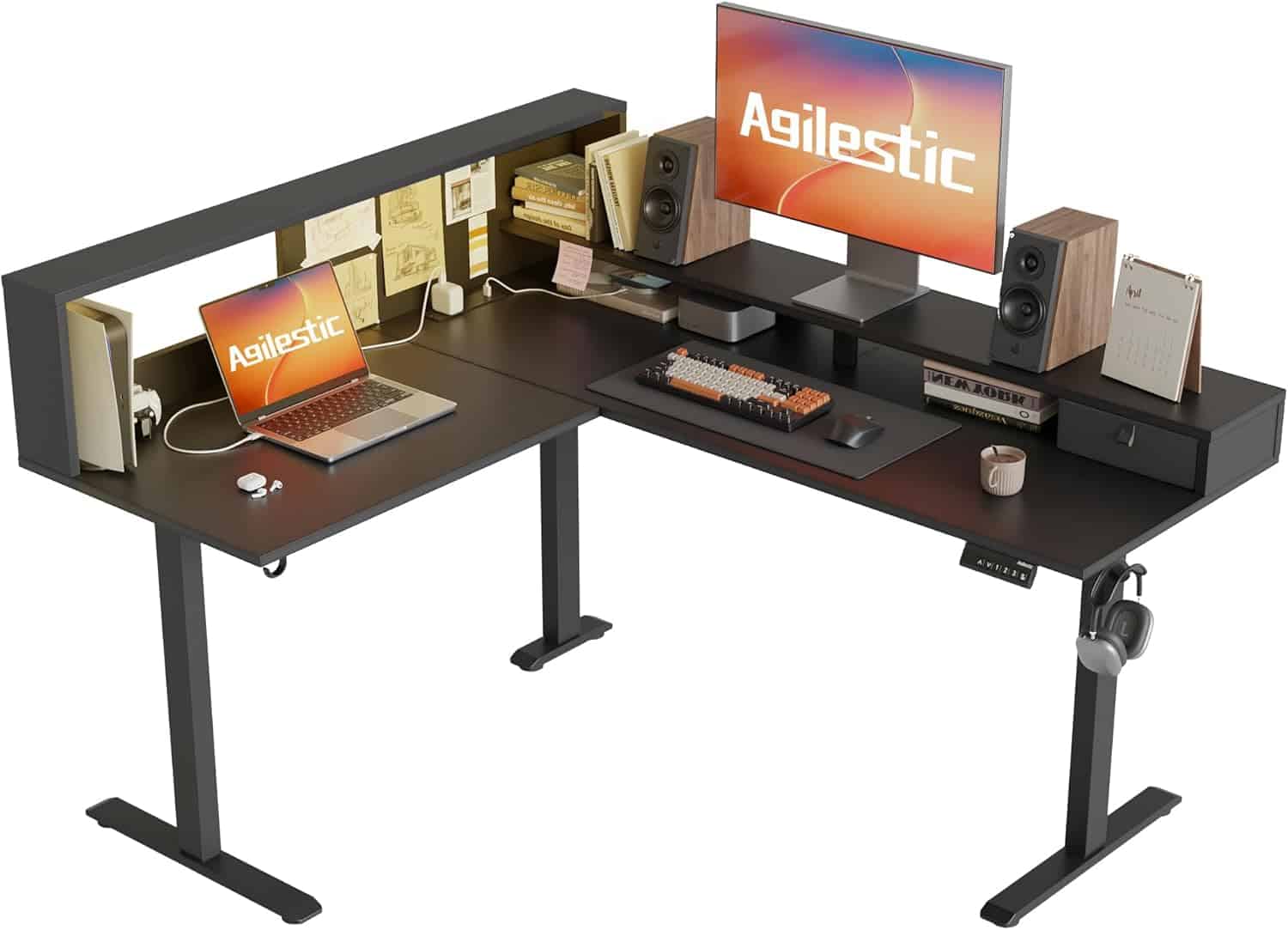 Agilestic L-Shaped Electric Standing Desk-Black