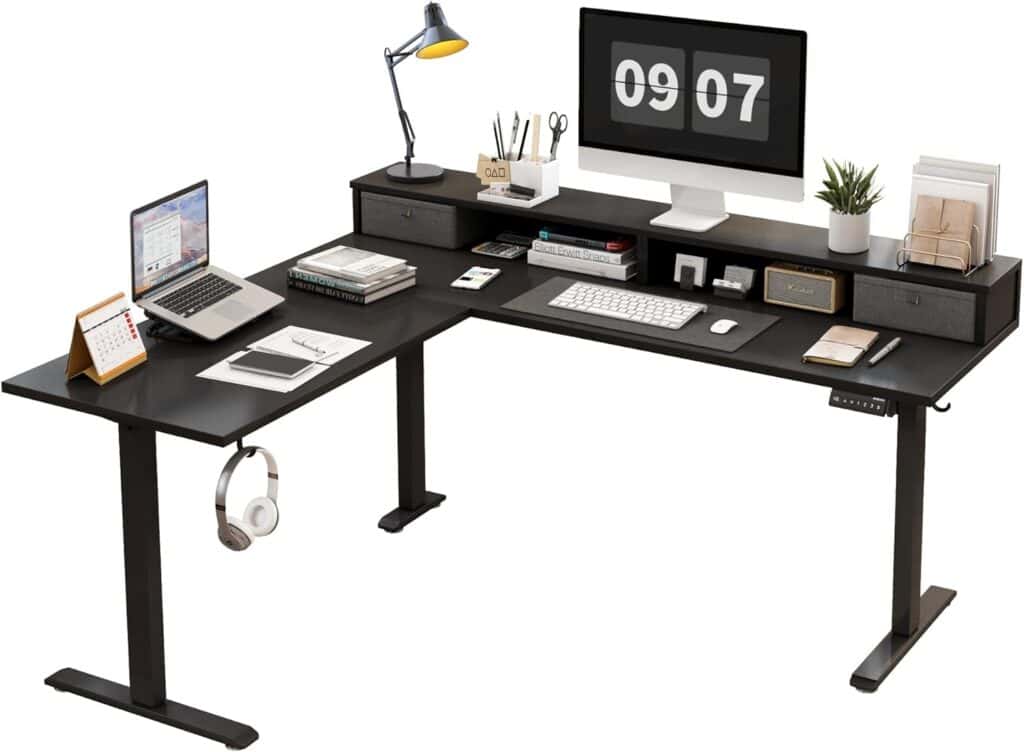 Agilestic L Shaped Electric Standing Desk-Black