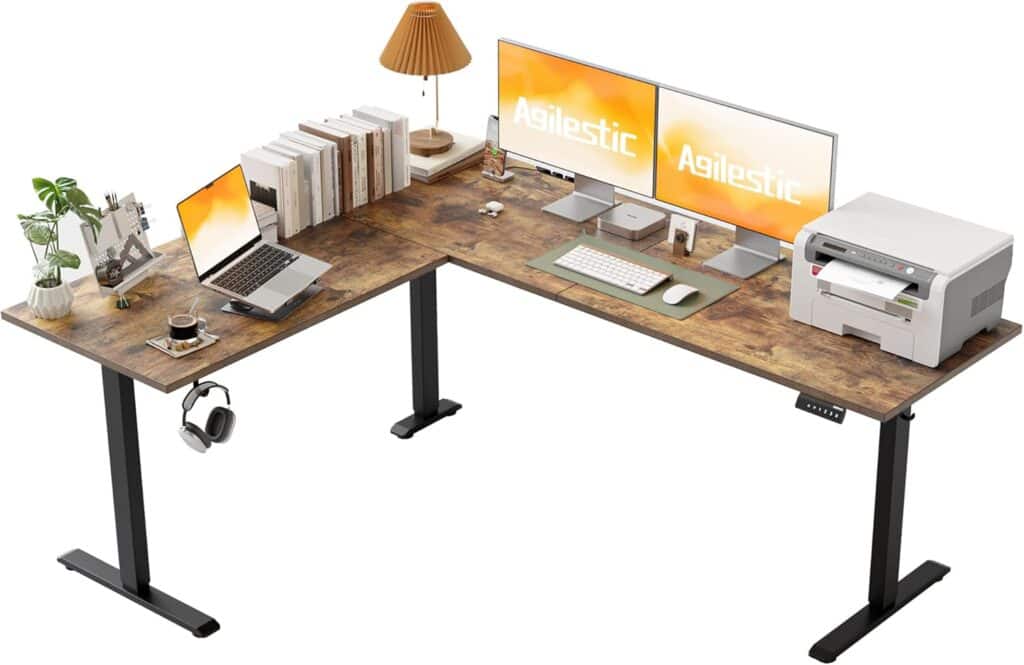 Agilestic L-Shaped Standing Desk Adjustable Height-Brown