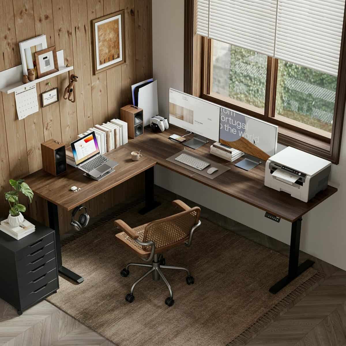 Agilestic L-Shaped Standing Desk Adjustable Height-Dark