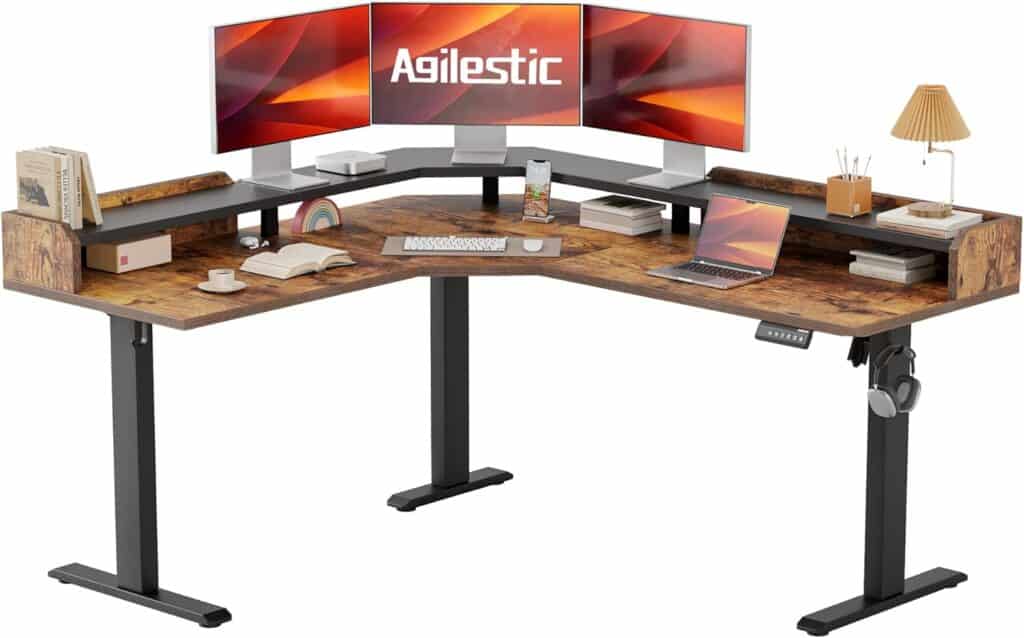 Agilestic L Shaped Standing Desk-Brown