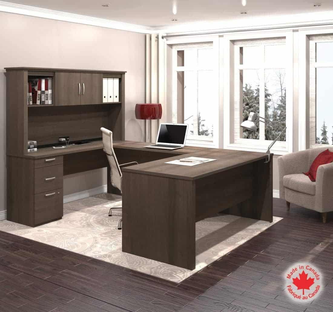 Bestar Logan Executive Office Desk with Hutch