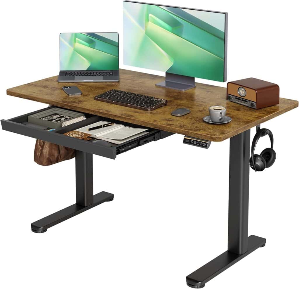 Claiks 48 x 24 Inch Electric Standing Desk-Rustic Brown