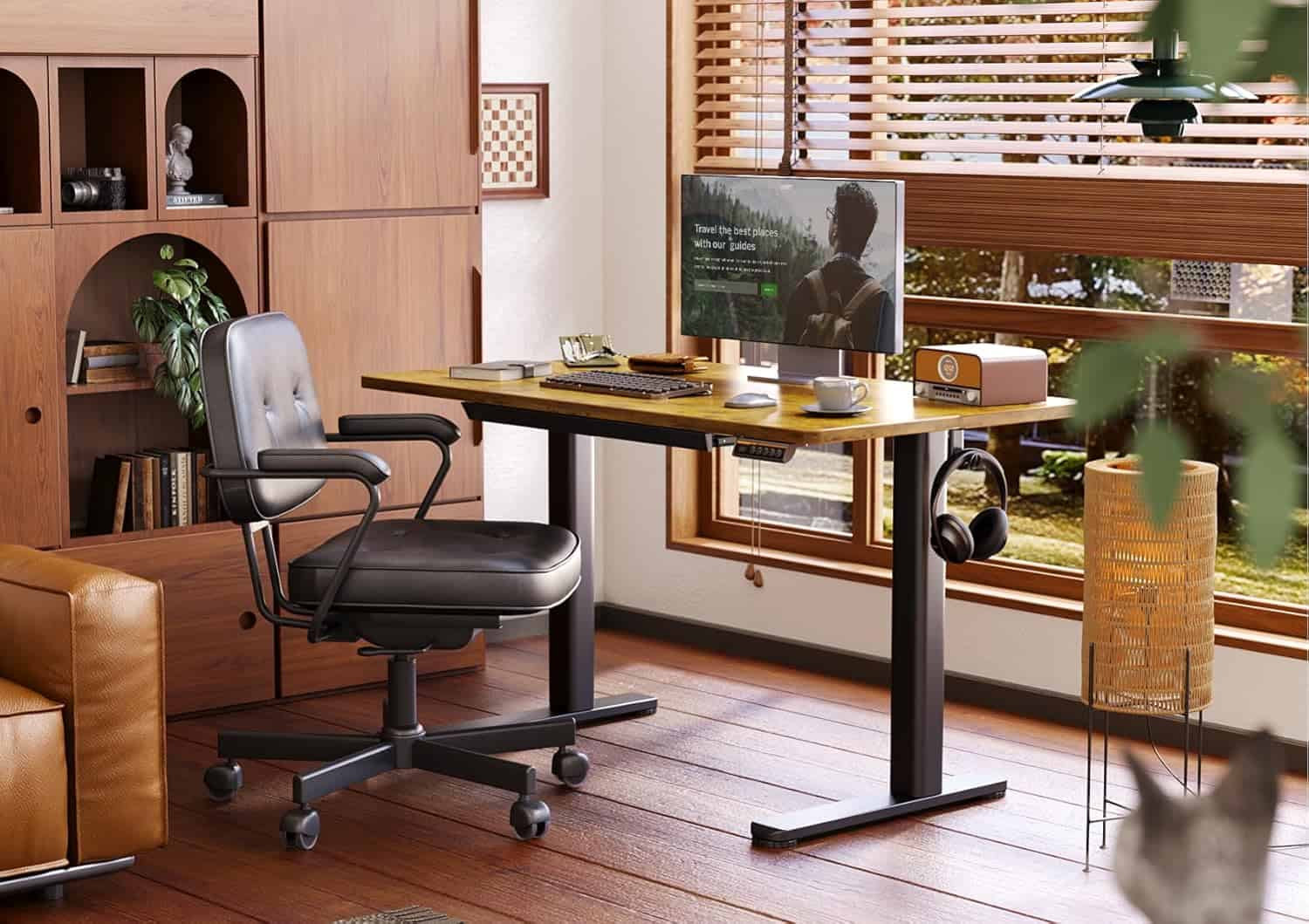 Claiks 48 x 24 Inch Electric Standing Desk-Rustic Brown