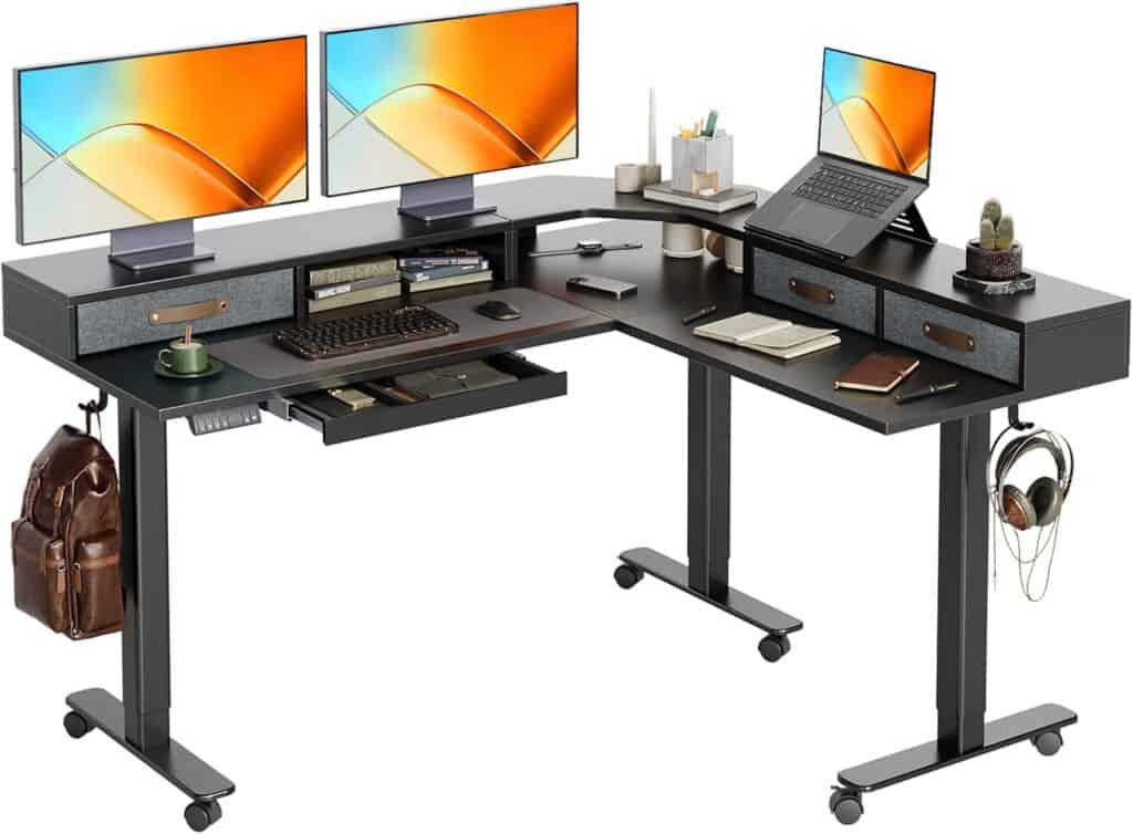 Claiks Dual Motor 63-Inch L Shaped Standing Desk