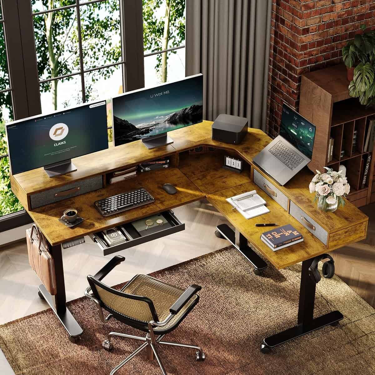 Claiks Dual Motor 63" L-Shaped Standing Desk