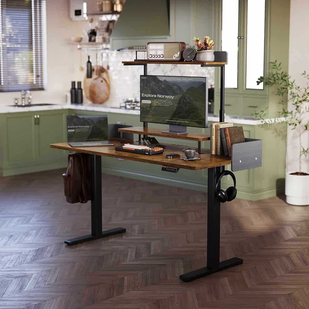 Claiks Electric Standing Desk-Brown