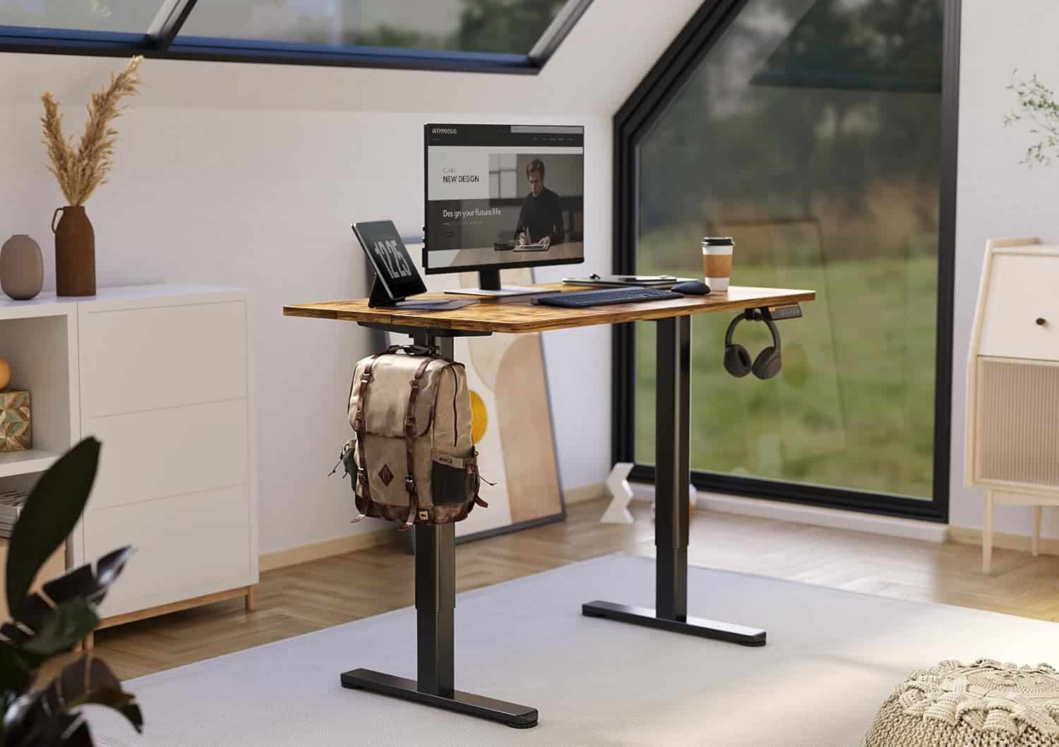Claiks Electric Standing Desk-Rustic Brown