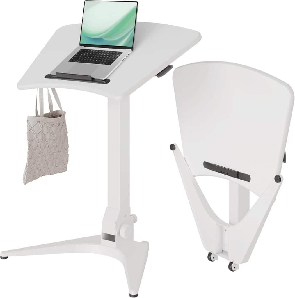 Claiks Mobile Standing Desk-White