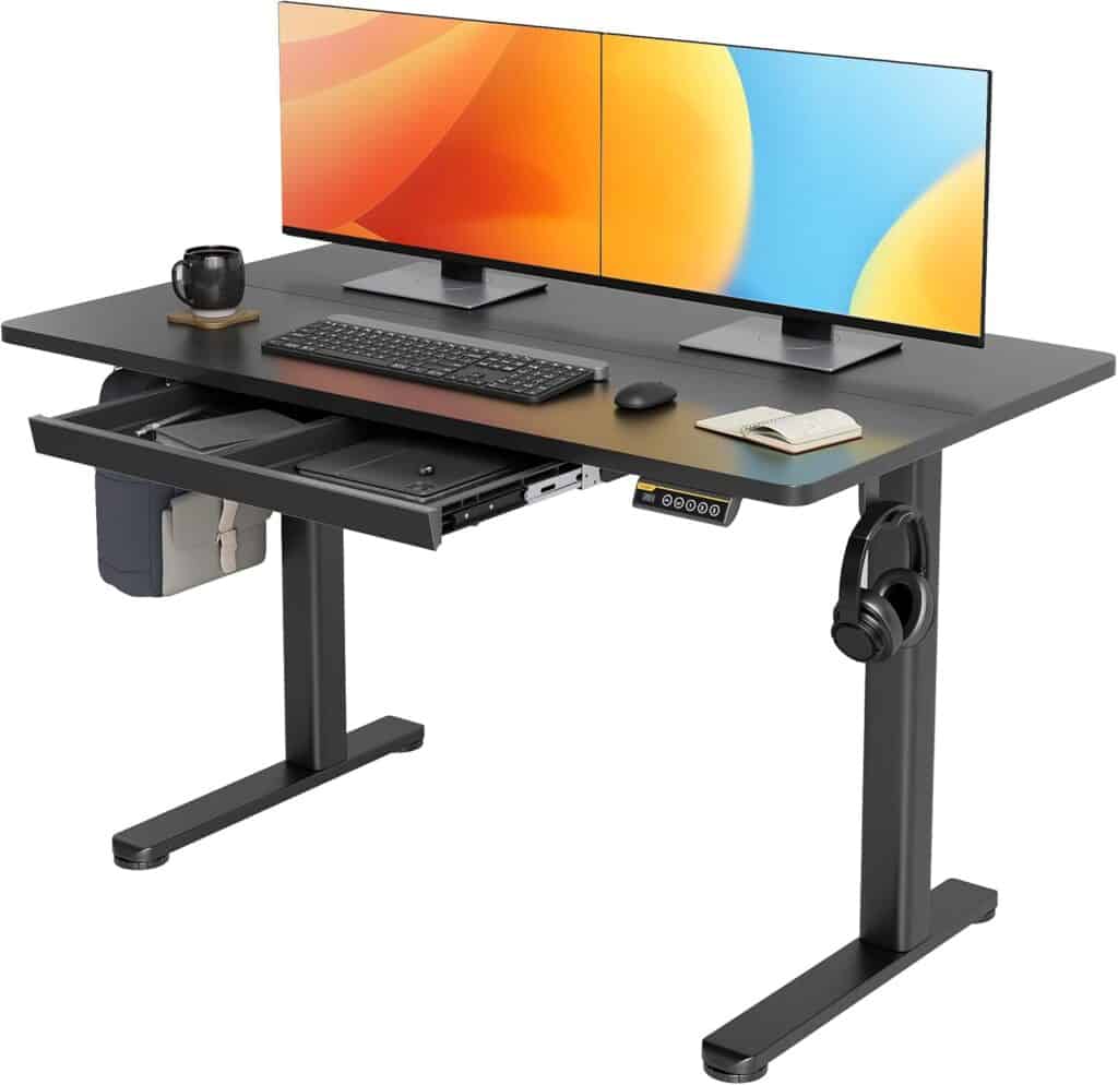 Claiks Standing Desk with Drawer-Black