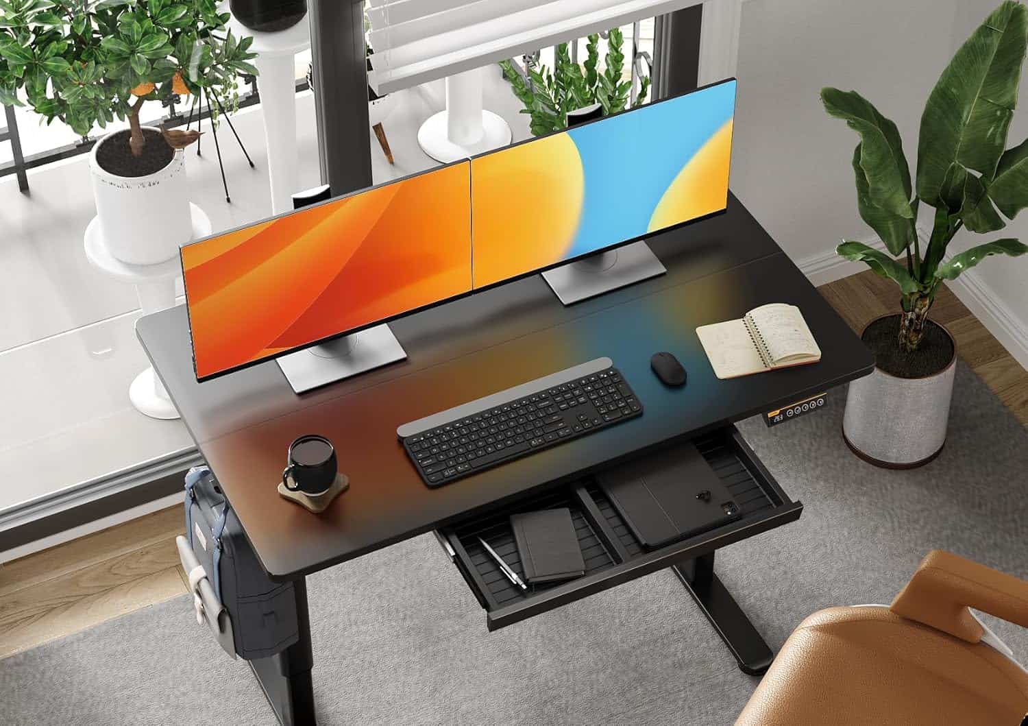 Claiks Standing Desk with Drawer-Black
