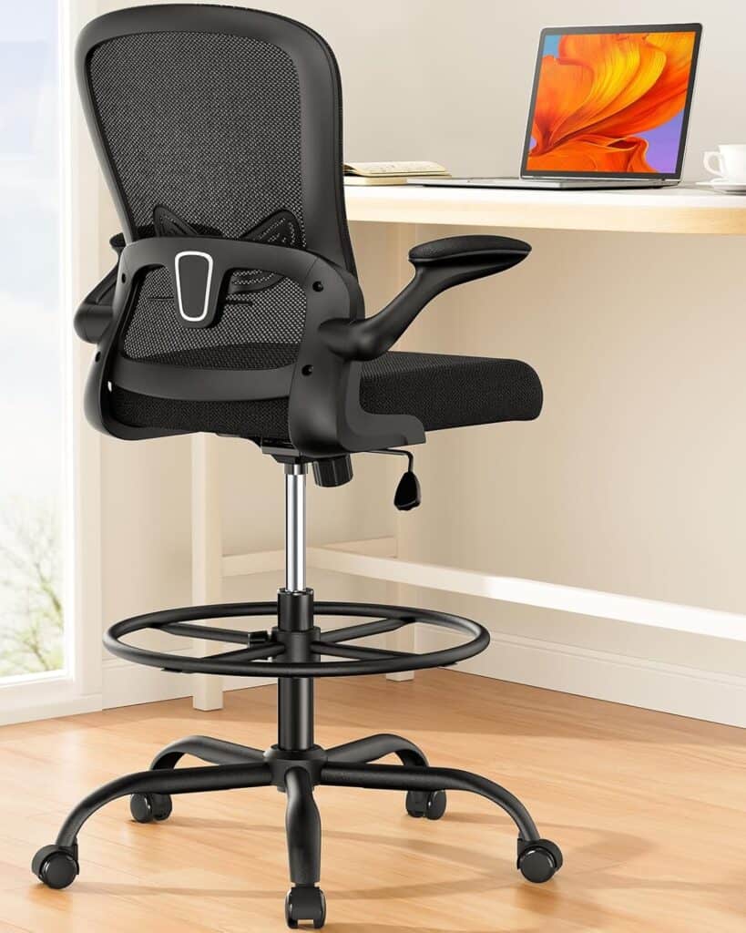 ErGear Drafting Chair with Adjustable Footrest and Armrests