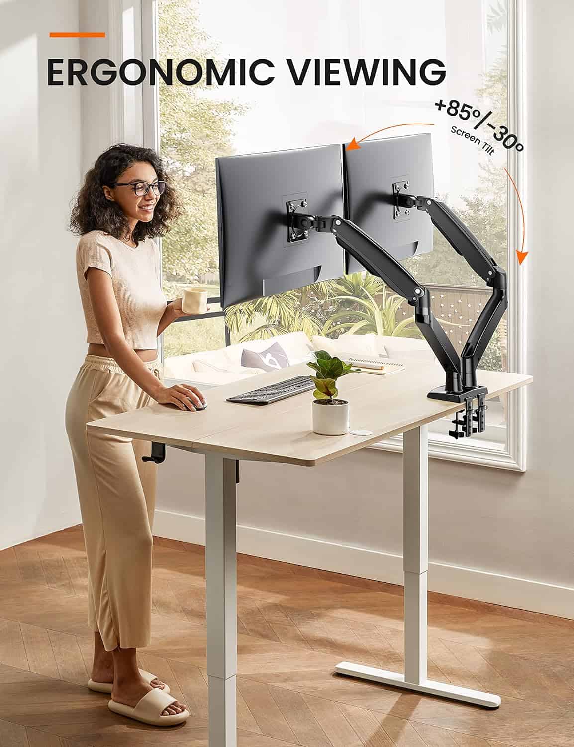 ErGear Dual Monitor Desk Mount for 13"–40" Screens