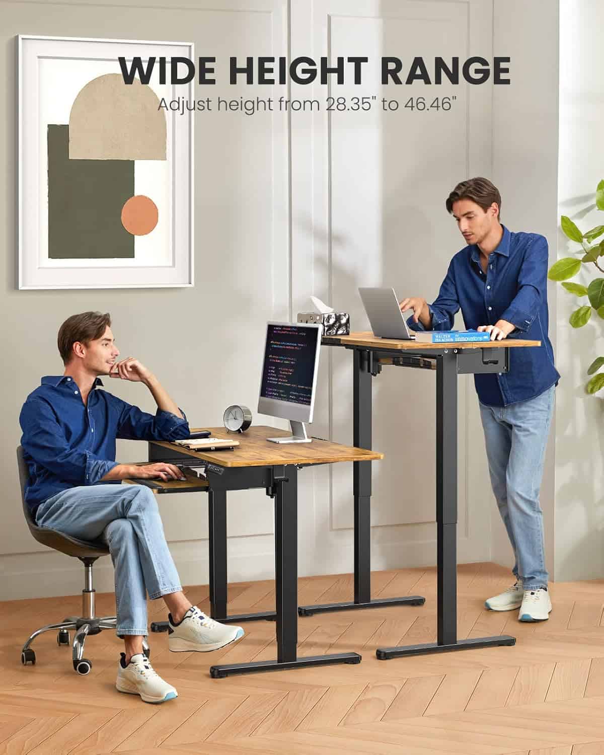 ErGear Electric Standing Desk with Keyboard-Brown