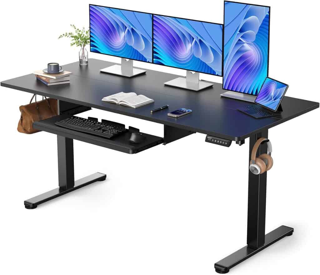 ErGear Large Electric Standing Desk with Keyboard-Black
