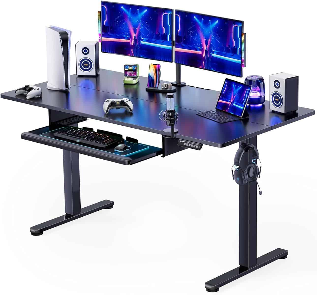 ErGear Large Electric Standing Desk with Keyboard-Black