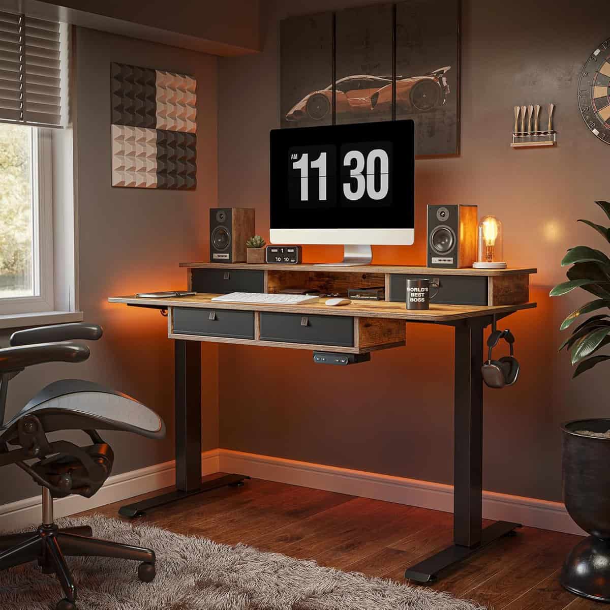 FEZIBO 48-Inch Standing Desk with Drawers
