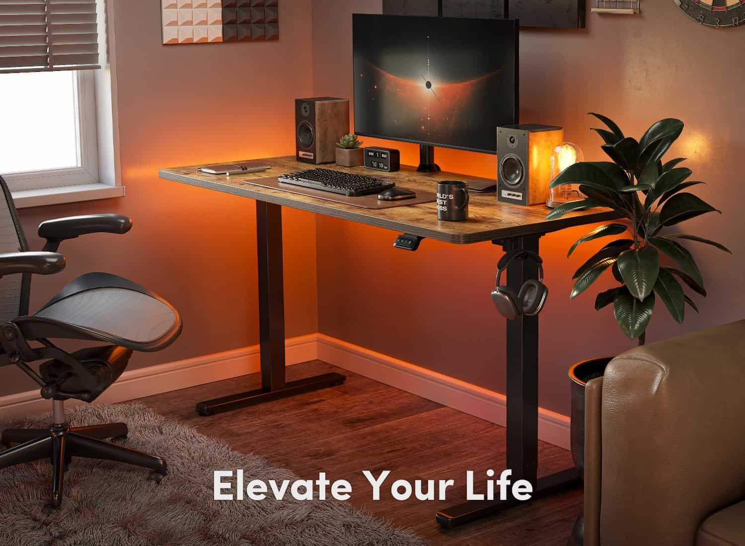 FEZIBO 55" Electric Standing Desk Rustic Brown