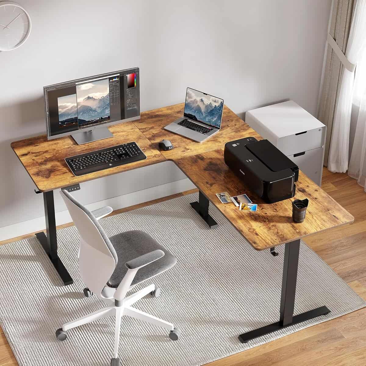 FEZIBO 63" L Shaped Standing Desk with Splice Board