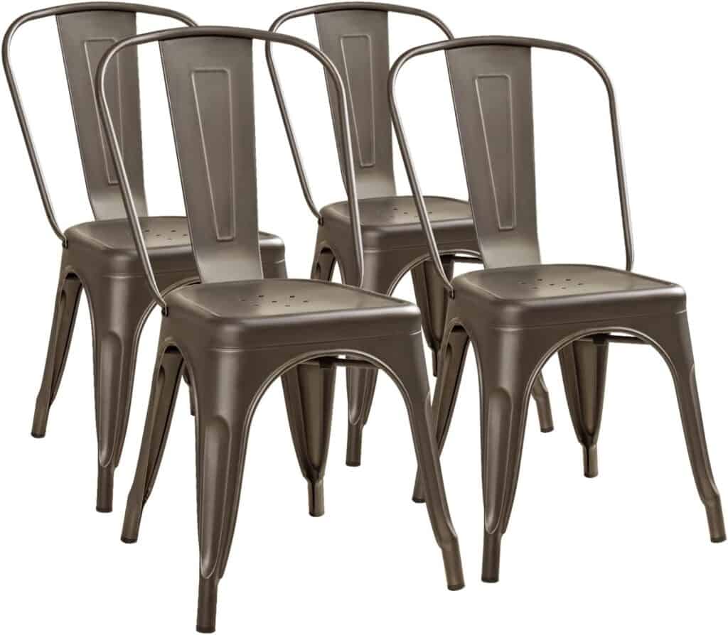 Furmax Metal Dining Chair Set with Gun Finish