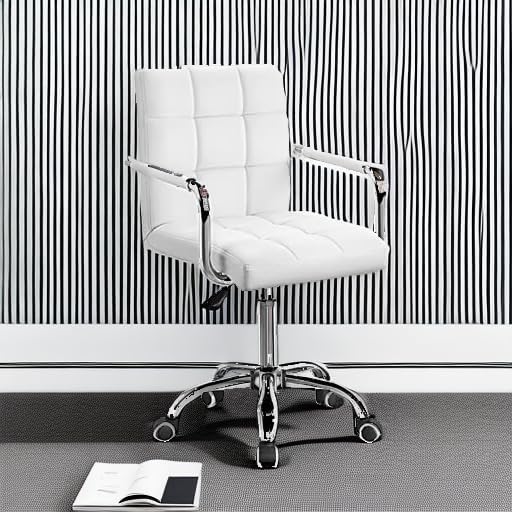Furmax Mid-Back Office Chair with White PU Leather