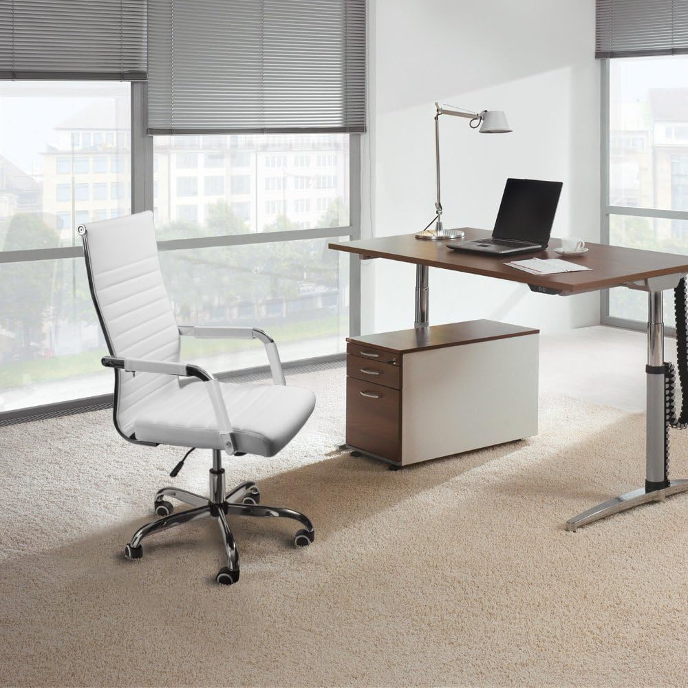 Furmax Ribbed Office Desk Chair-White